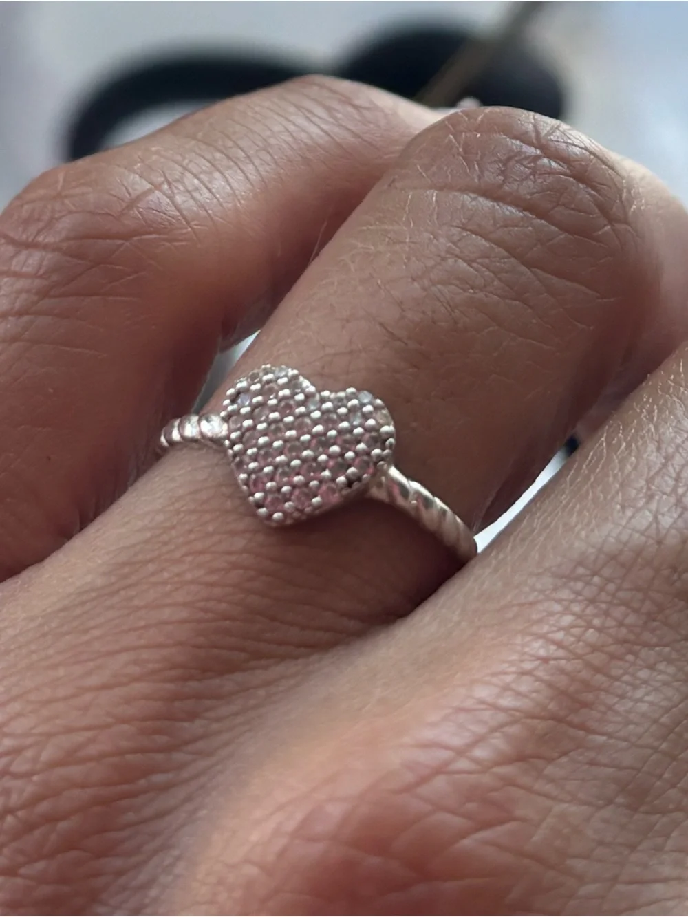 925 Silver Heart Pavé Ring - Women Jewelry